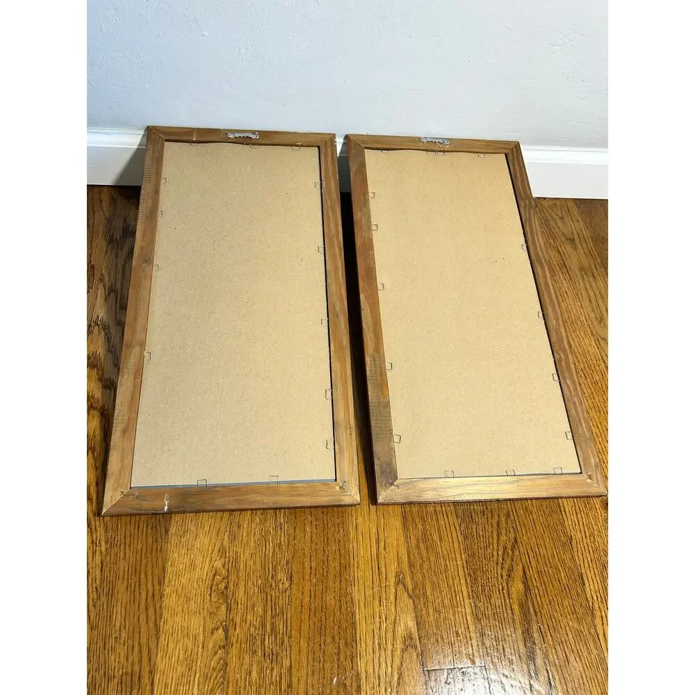 Vintage Floral Mirror Set of 2, Gold Tone Wall Mirrors, Green with pink Frames